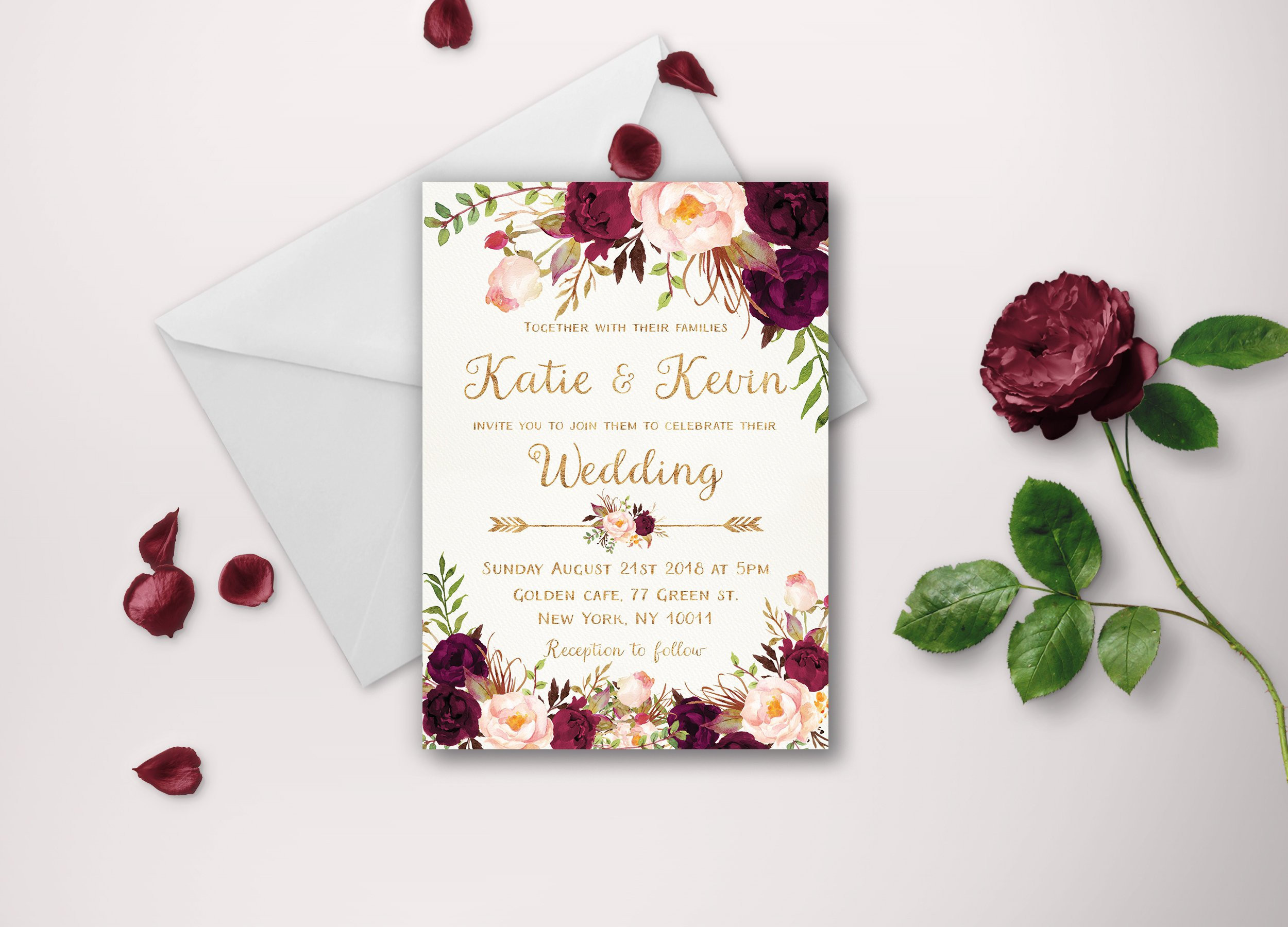 Template For Wedding Invitations
 Floral wedding invitation template Wedding invitation