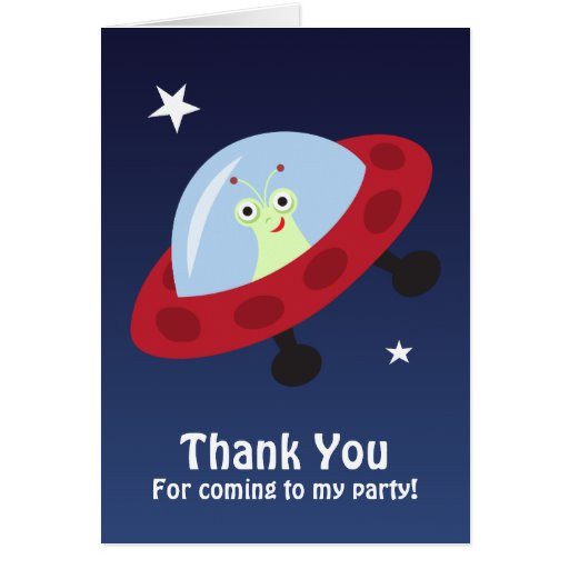 Thank You For Coming To My Birthday Party Kids
 Cartoon alien Thank you for ing to my party