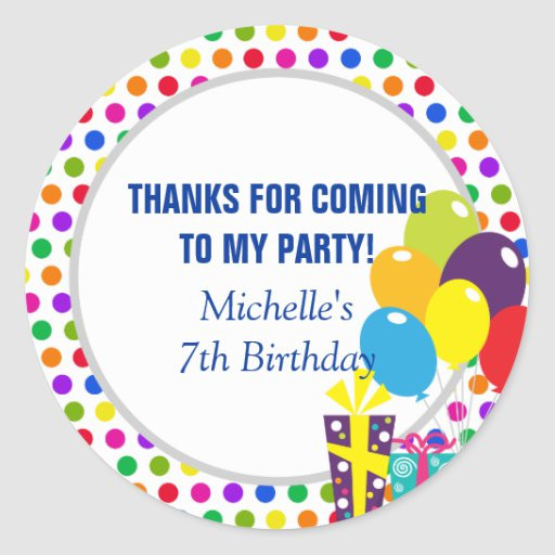 Thank You For Coming To My Birthday Party Kids
 Thank You for ing Party Favor Sticker