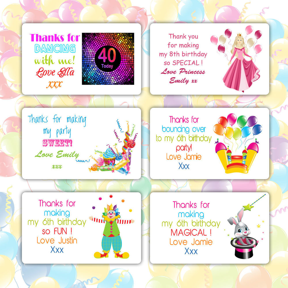 Thank You For Coming To My Birthday Party Kids
 Personalised Birthday Wedding Stickers Labels Thanks for
