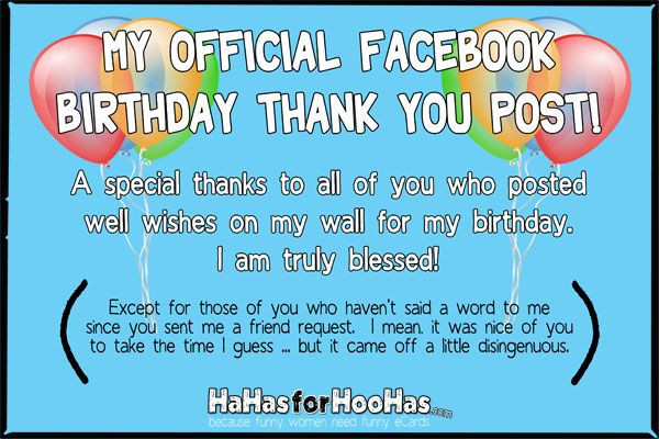 Thanks For The Birthday Wishes Facebook
 Birthday Thank You 4x6 100 ppi