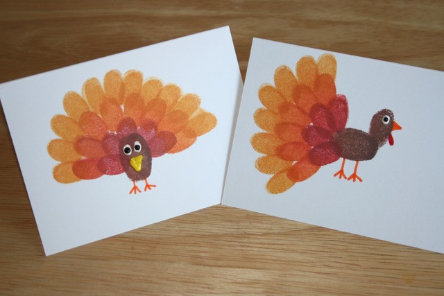 Thanksgiving Crafts For Kids To Make
 Thanksgiving Craft Fingerprint Turkey Cards