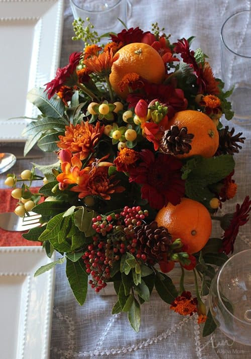 Thanksgiving Flower Centerpiece
 Thanksgiving & Autumnal Flower Arrangements with Kids