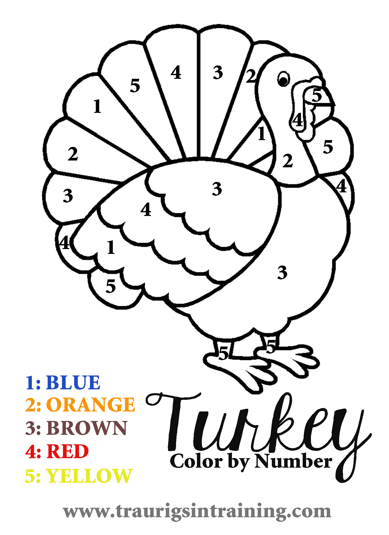 Thanksgiving Turkey Coloring Pages
 6 Best of Free Printable Color By Number Turkey