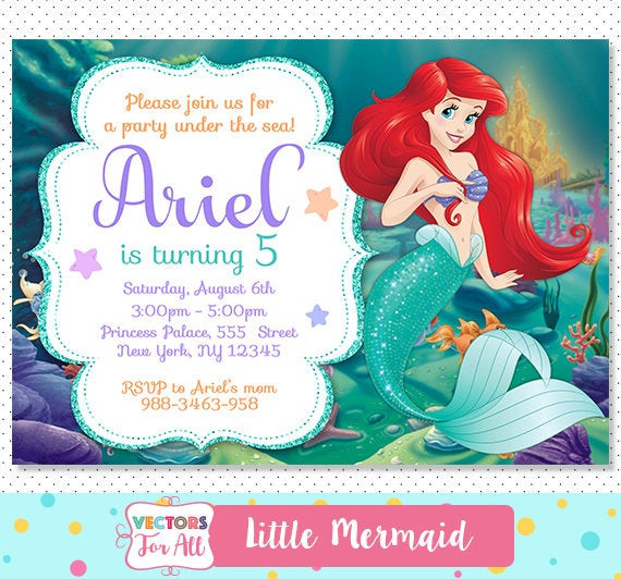 The Little Mermaid Birthday Invitations
 Little Mermaid Invitation Little Mermaid Party Little