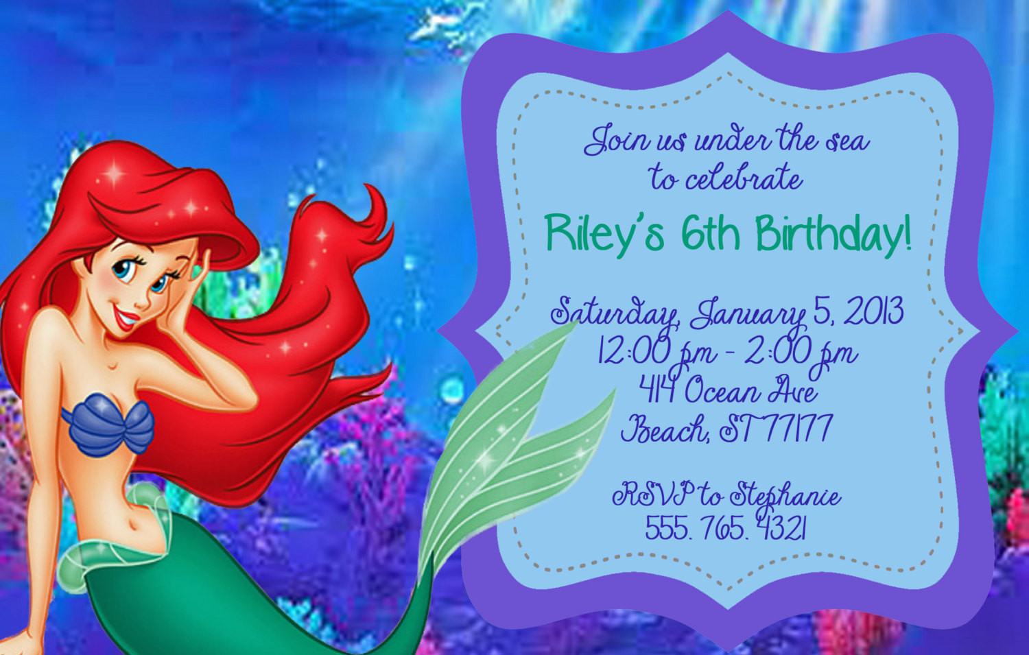 The Little Mermaid Birthday Invitations
 Little Mermaid Printable Birthday Invitations