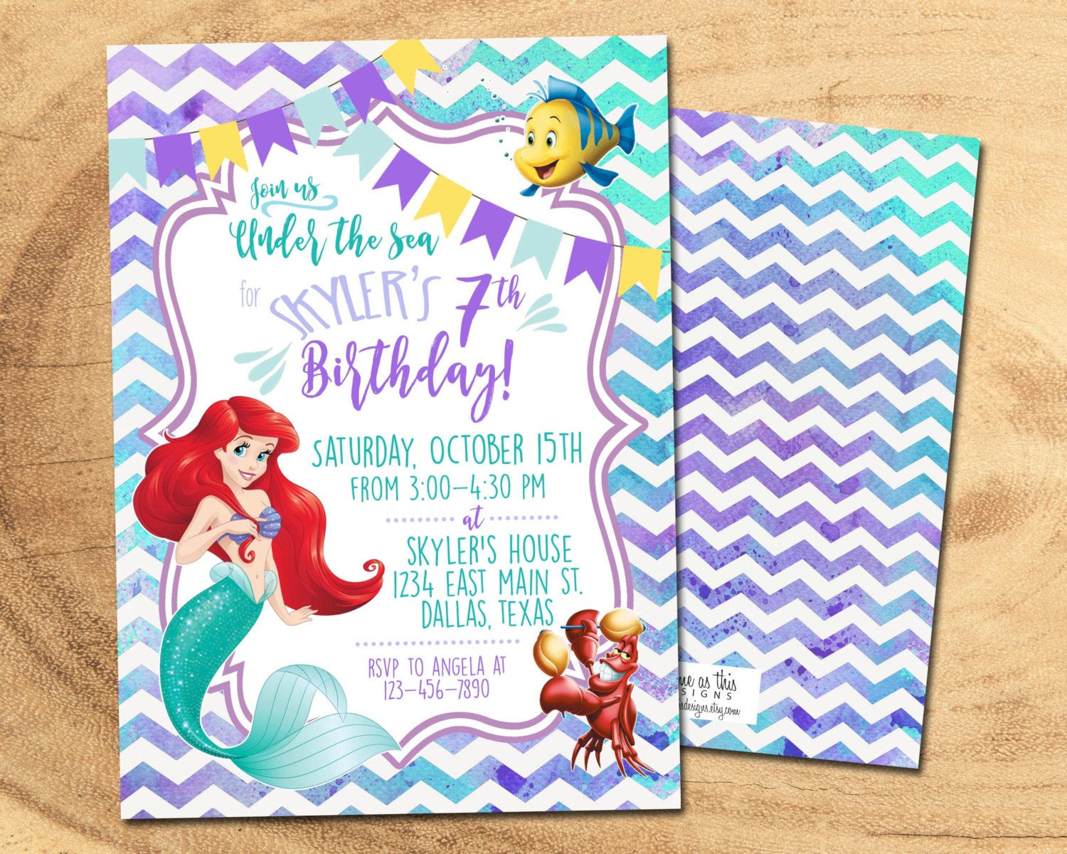 The Little Mermaid Birthday Invitations
 THE LITTLE MERMAID Birthday Invitations Ariel Birthday Party