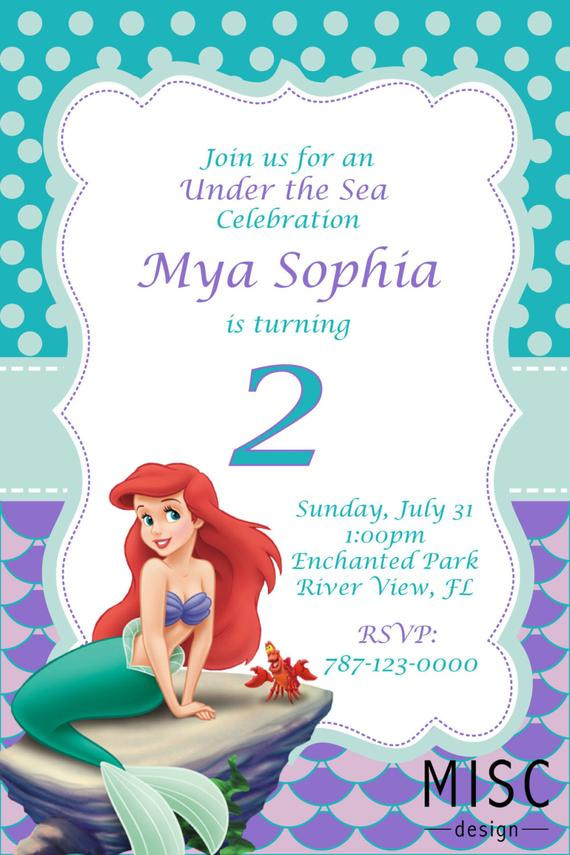 The Little Mermaid Birthday Invitations
 Under the Sea Birthday Invitation Little Mermaid Invitation