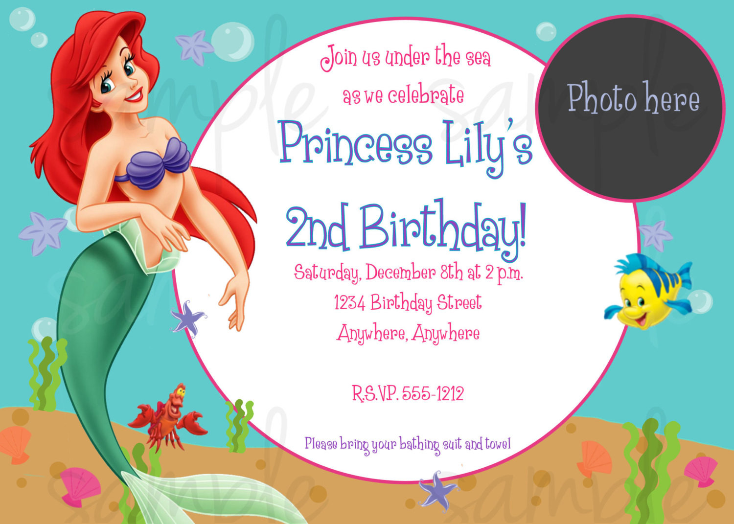 The Little Mermaid Birthday Invitations
 The Little Mermaid Birthday Invitations