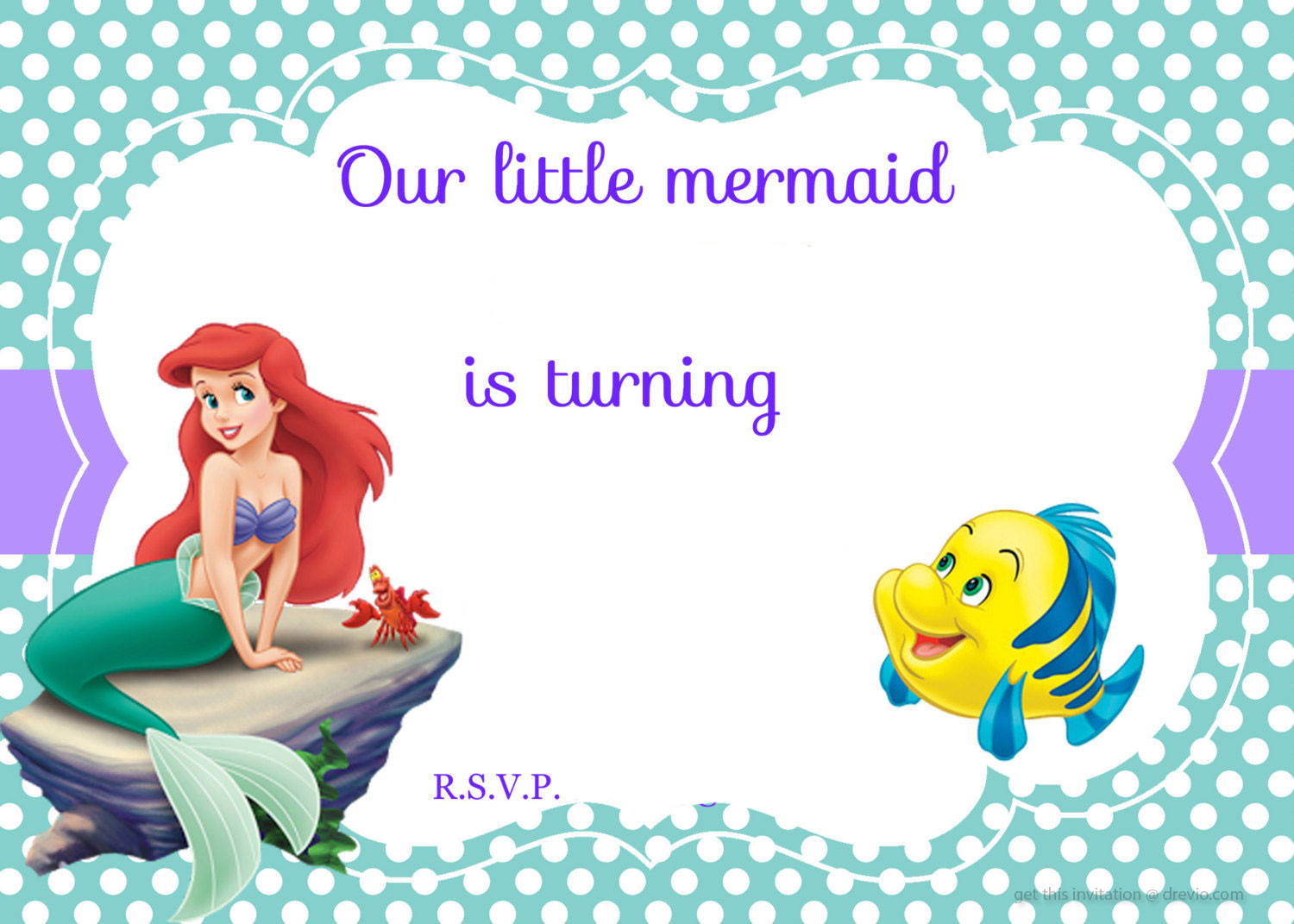 The Little Mermaid Birthday Invitations
 Updated Free Printable Ariel the Little Mermaid
