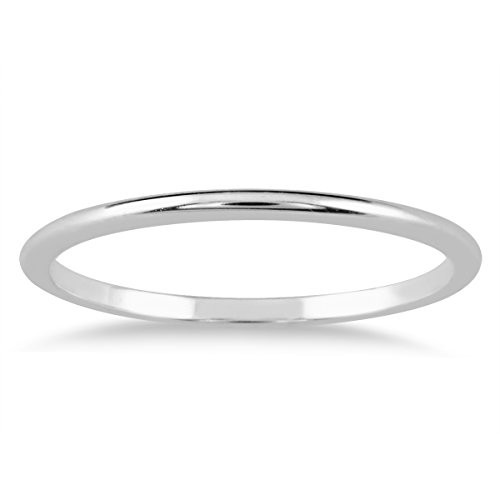 Thin White Gold Wedding Band
 1mm Thin Domed Wedding Band in 14K White Gold Engagement