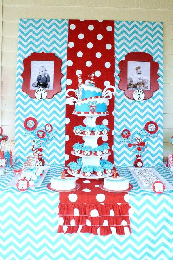 Thing 1 And Thing 2 Birthday Party Supplies
 Twins Birthday Party Thing 1 and Thing 2 Dr Seuss Theme
