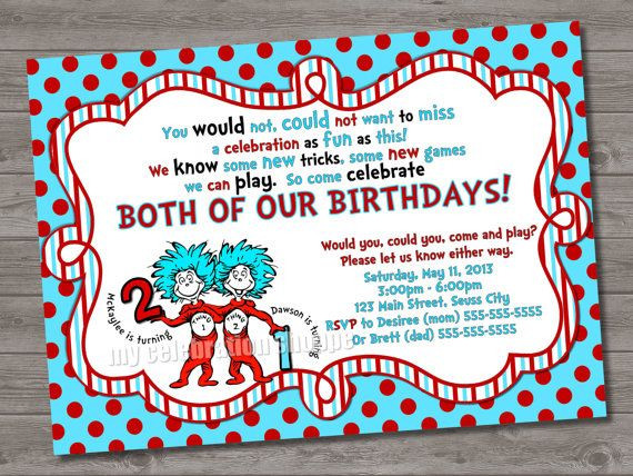 Thing 1 And Thing 2 Birthday Party Supplies
 Thing 1 And Thing 2 Birthday Party Invitations