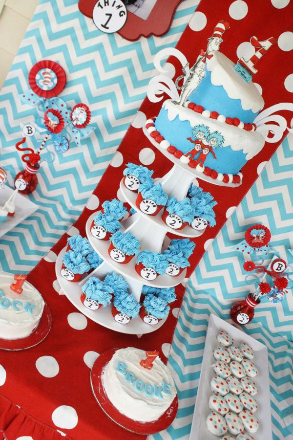 Thing 1 And Thing 2 Birthday Party Supplies
 Kara s Party Ideas Thing e Thing Two Dr Seuss Twins 1st