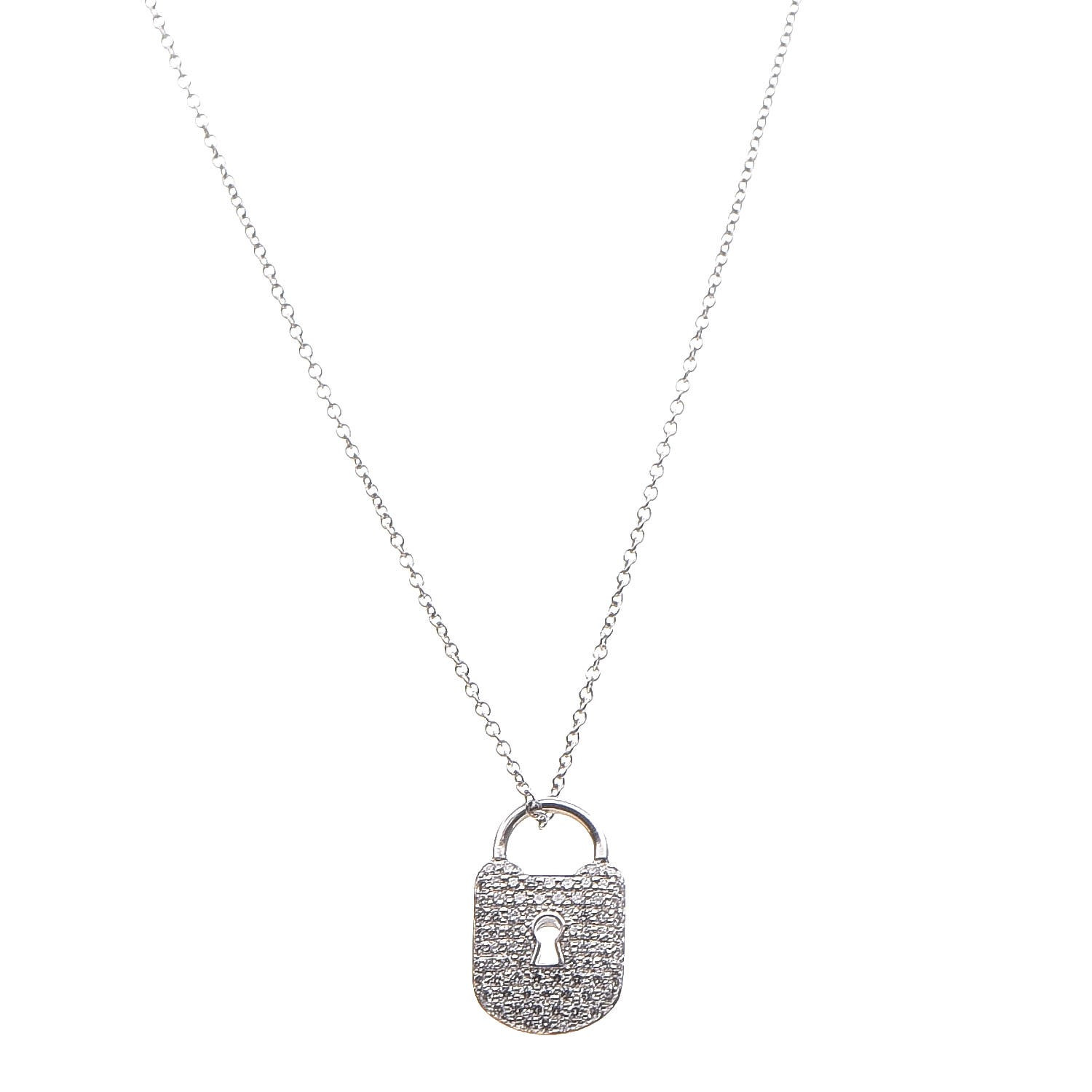 Tiffany Necklaces Under 200
 TIFFANY & CO Platinum Diamond Small Vintage Lock Pendant