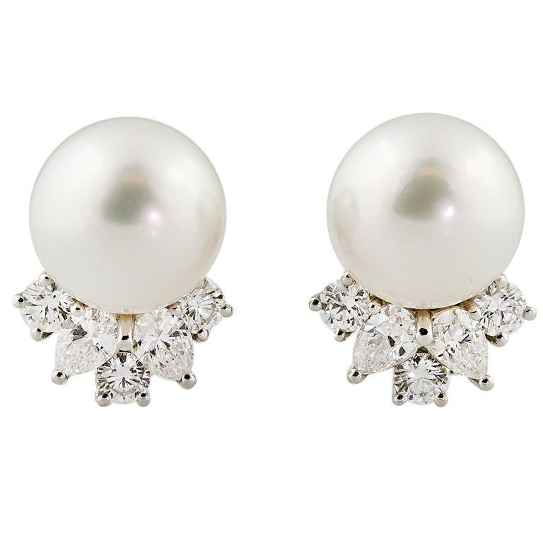 Tiffany Pearl Earrings
 TIFFANY and CO Pearl and Diamond Earrings at 1stdibs