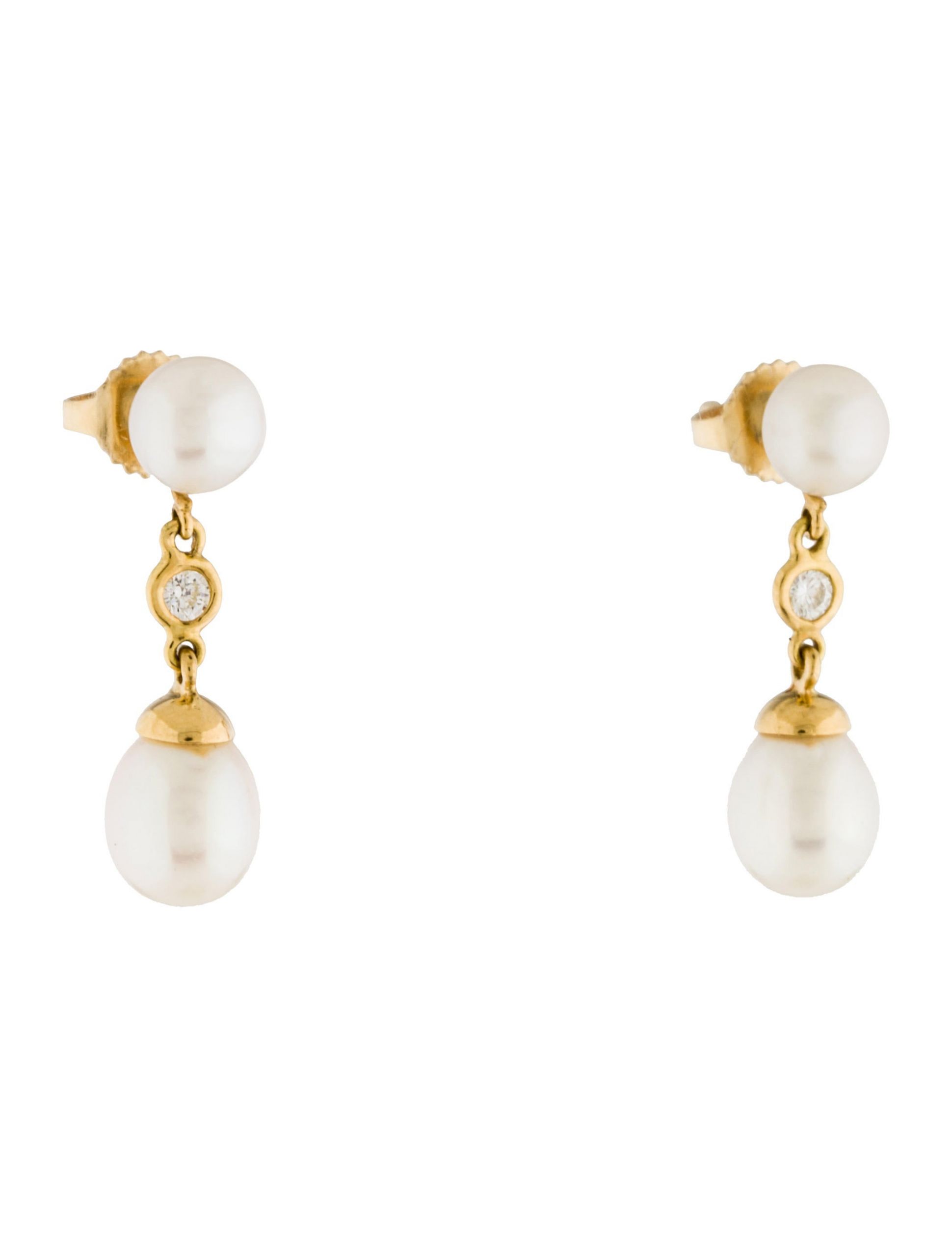Tiffany Pearl Earrings
 Tiffany & Co 18K Diamond & Pearl Drop Earrings Earrings