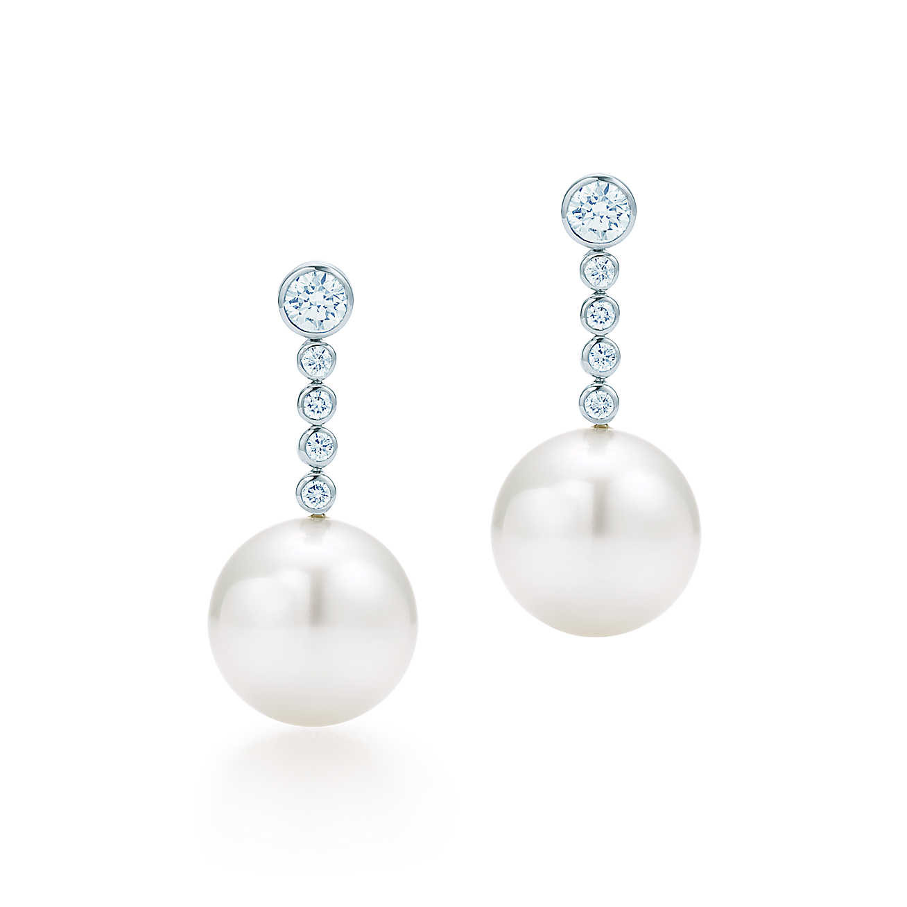 Tiffany Pearl Earrings
 Tiffany Jazz™ earrings in platinum with South Sea cultured