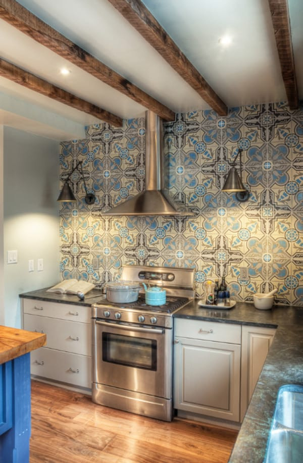 Tile Kitchen Backsplash
 Create a decorative kitchen backsplash with cement tiles