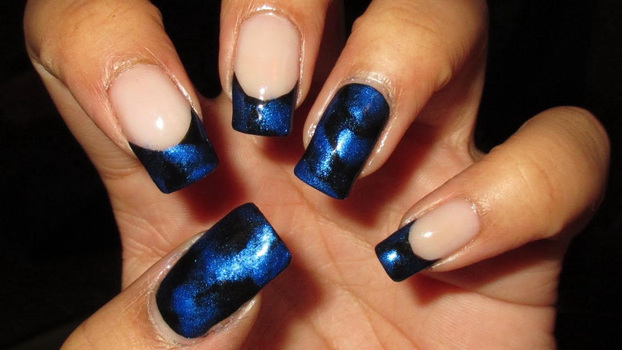 Tips Nail Designs
 Black & Blue French Tip Nail Art Tutorial Nail Art April