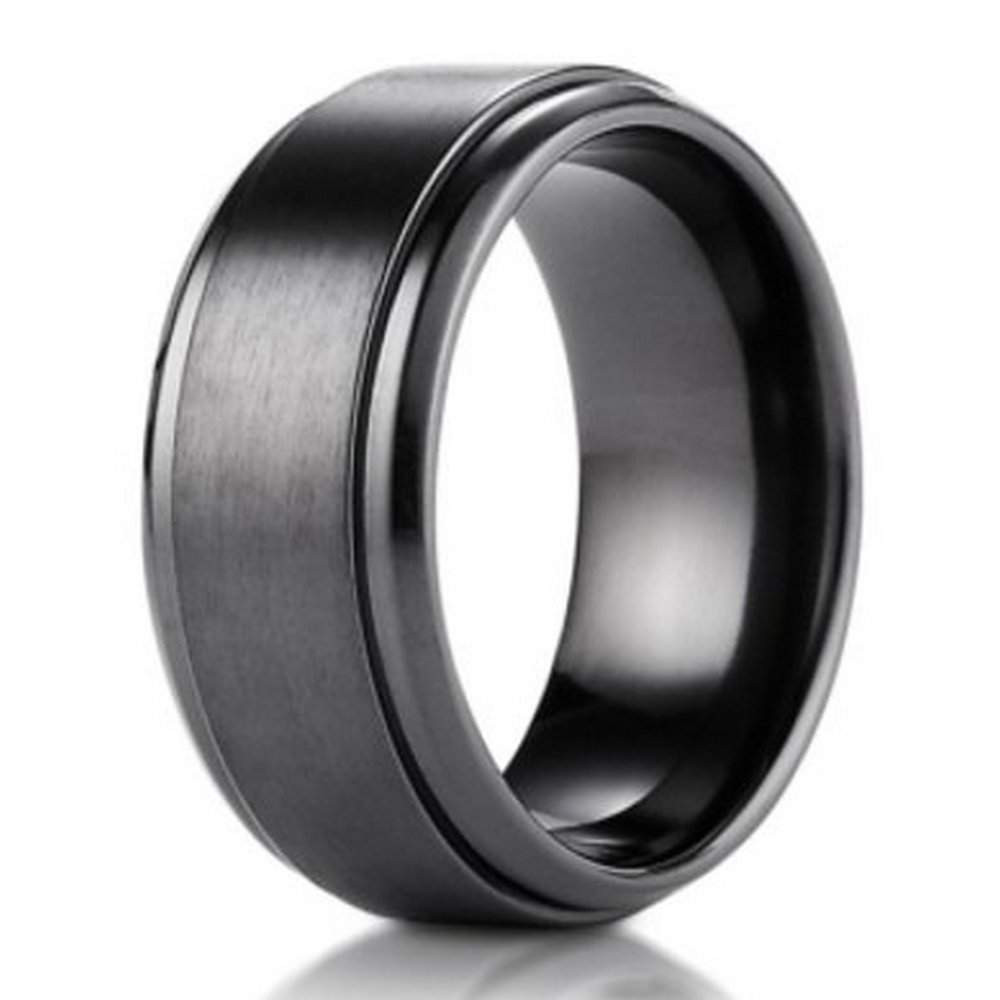Titanium Mens Wedding Rings
 9mm Black Titanium Benchmark Men s Wedding Ring With Stair