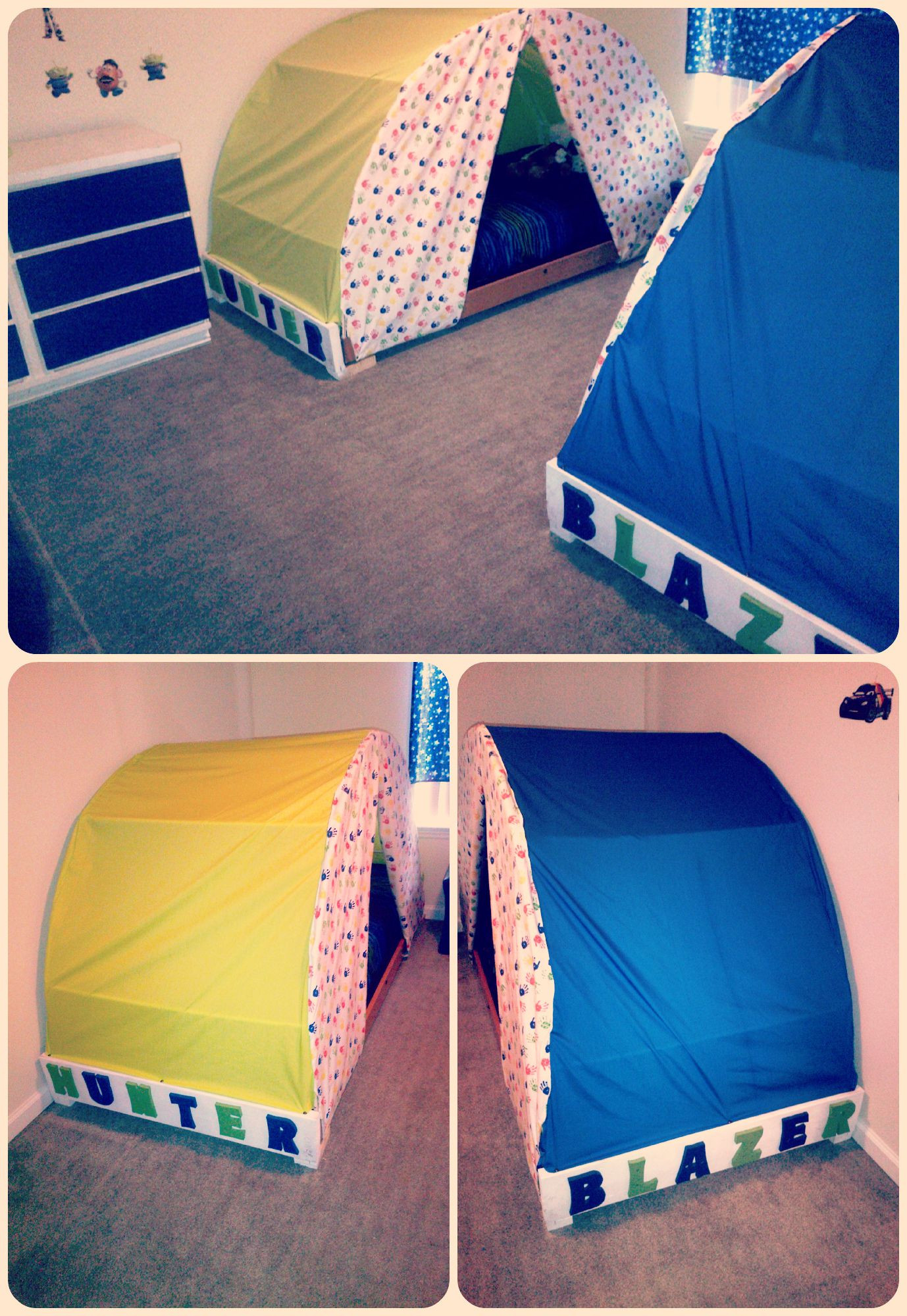 Toddler Bed Tent DIY
 Tent Beds we made for the boys