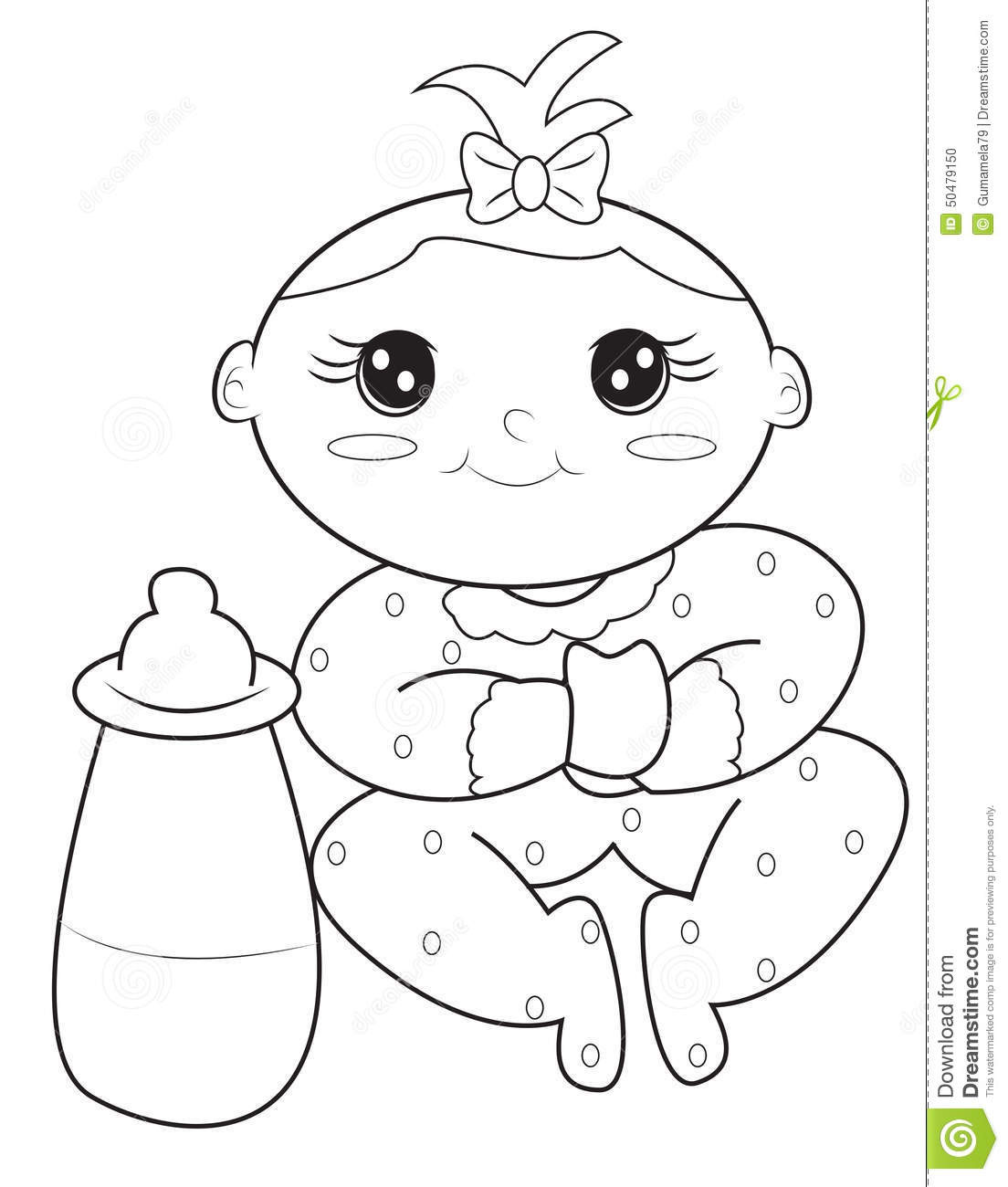 Toddler Girl Coloring Pages
 Baby girl coloring page stock illustration Illustration