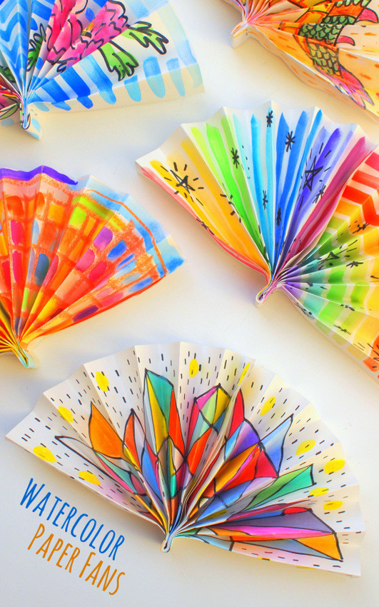 Toddlers Art And Craft Ideas
 Watercolor Painted Paper Fans