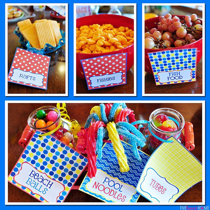 Toddlers Beach Birthday Party Food Ideas
 beach ball food label 6th Birthday Pool Party