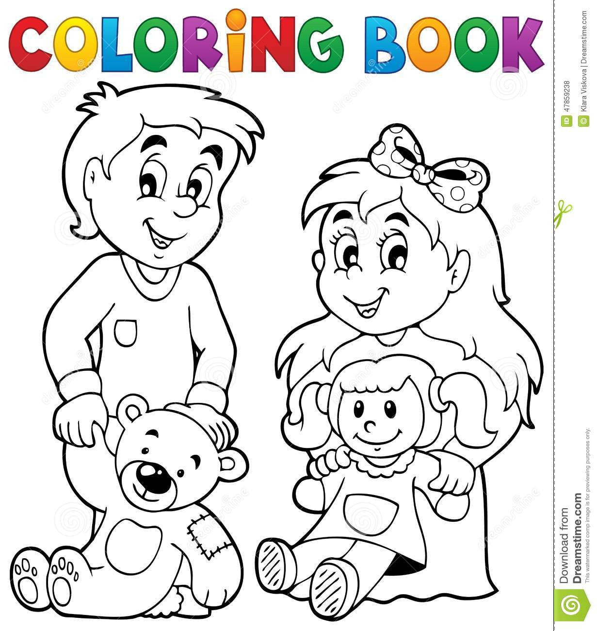 Toddlers Coloring Books
 Coloring Book Children With Toys 1 Stock Vector Image