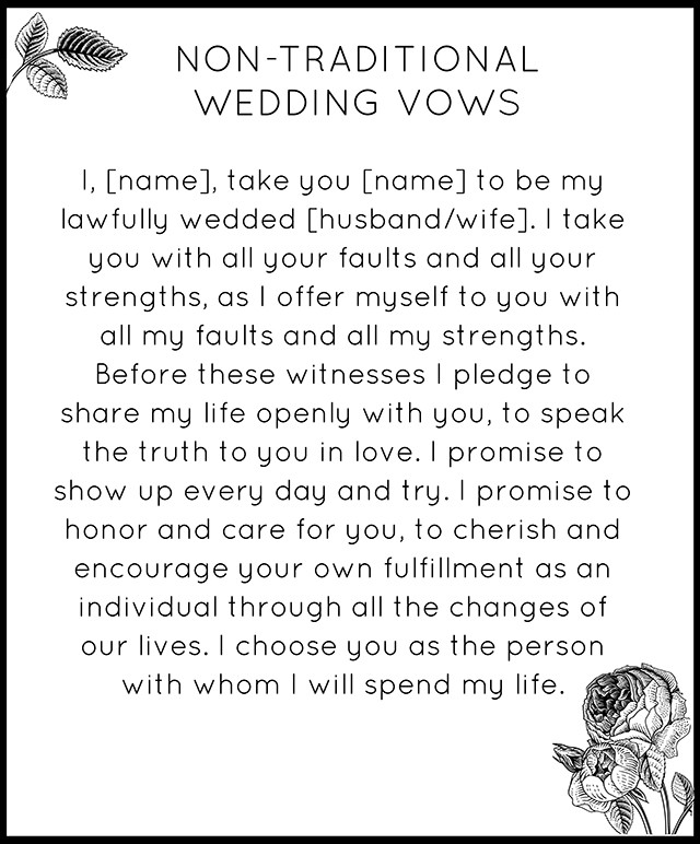 Traditional Wedding Vows For Him
 Modern Non Traditional Wedding Vows Snippet & Ink
