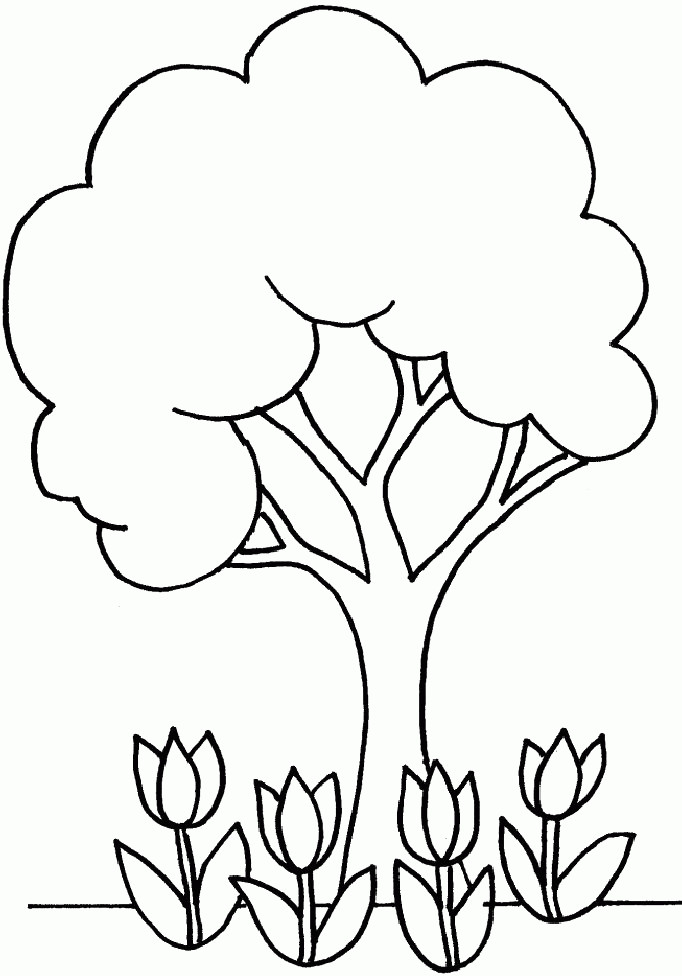 Tree Coloring Pages For Kids
 Simple Tree Coloring Page Coloring Home