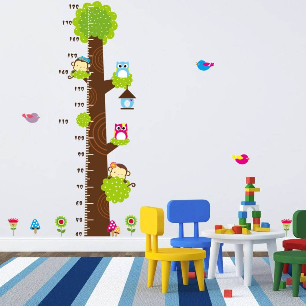 Tree Decals For Kids Room
 Cartoon Animals Tree Height Measurement Wall Decal Sticker