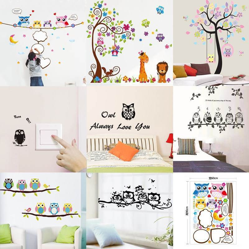 Tree Decals For Kids Room
 Decorative Owls Tree Wall stickers For Kids Rooms
