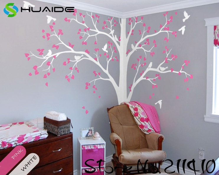 Tree Decals For Kids Room
 White Tree wall Decals Tree With Birds Wall Stickers