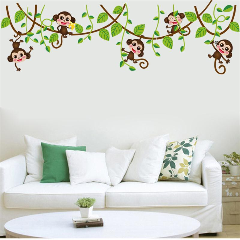 Tree Decals For Kids Room
 Jungle monkey tree branch wall stickers for kids room home