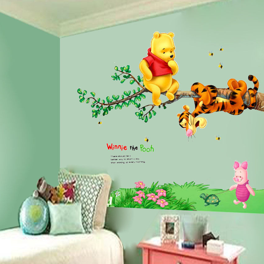 Tree Decals For Kids Room
 Animal cartoon Bear Tiger Tree Bee Wall Stickers For Kids