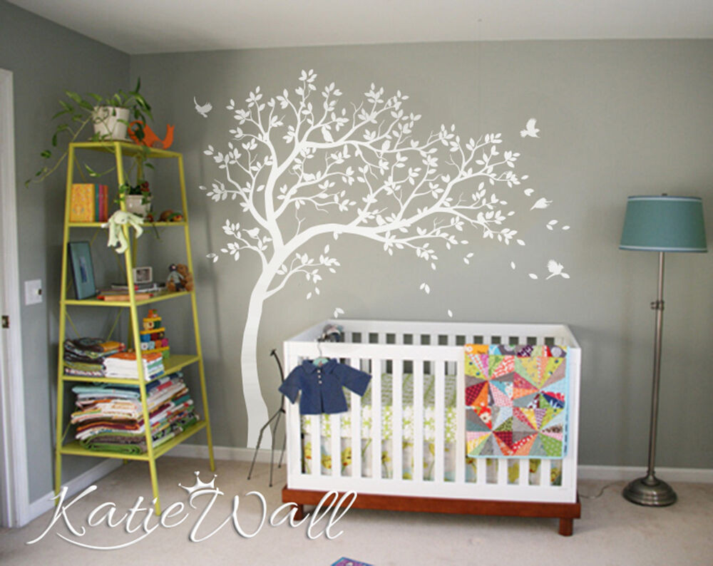 Tree Decals For Kids Room
 Nursery wall decal white tree Kids room wall