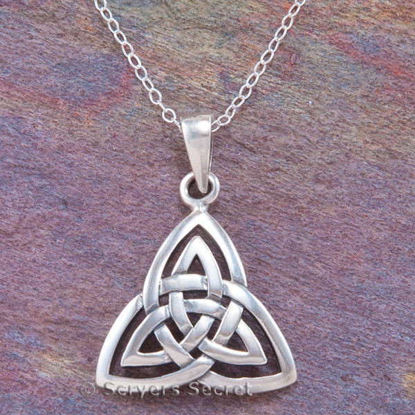 Trinity Knot Necklace
 925 Sterling Silver TRIQUETRA double Trinity Knot Pendant