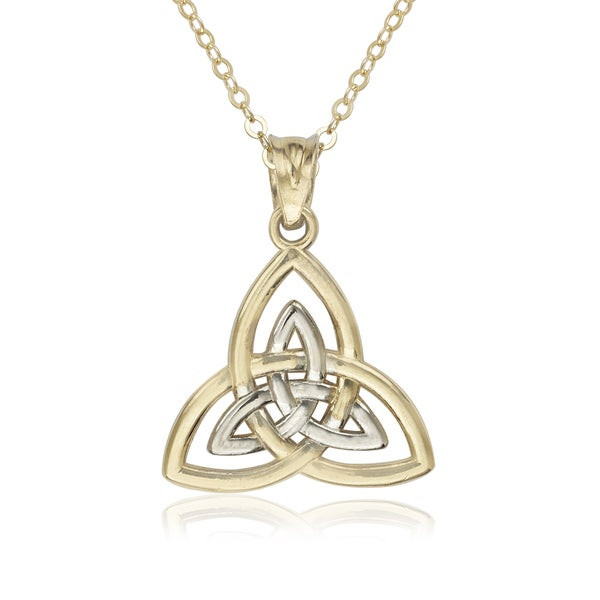 Trinity Knot Necklace
 Shop 14k Two tone Gold 16 inch Celtic Trinity Knot Pendant