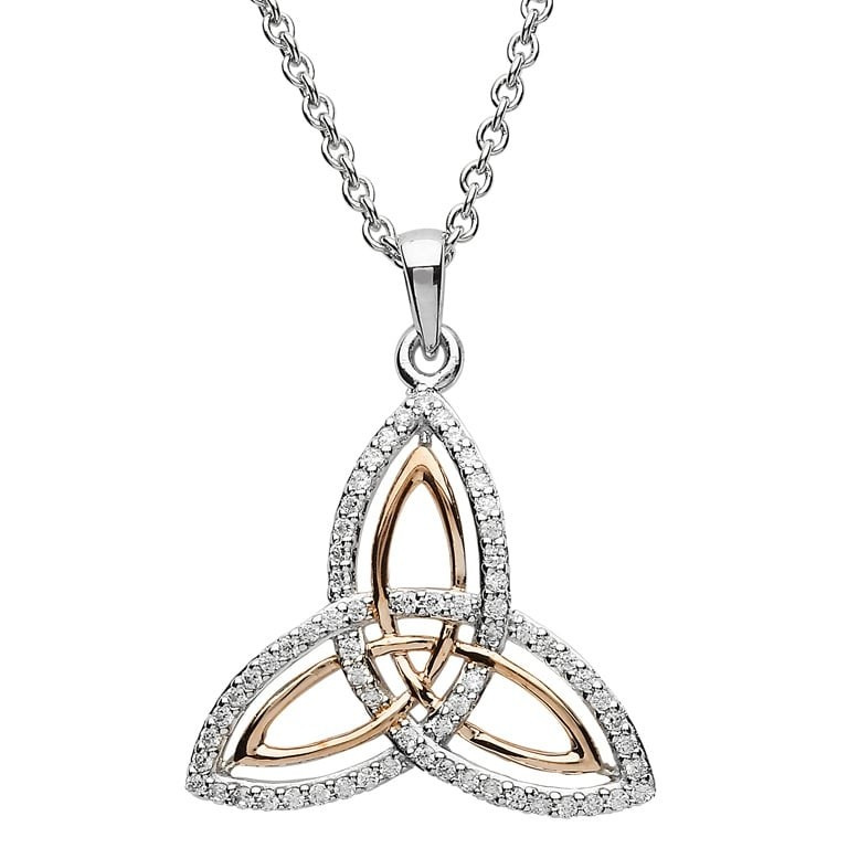 Trinity Knot Necklace
 Sterling Silver Rose Gold Plated Trinity Knot CZ Pendant
