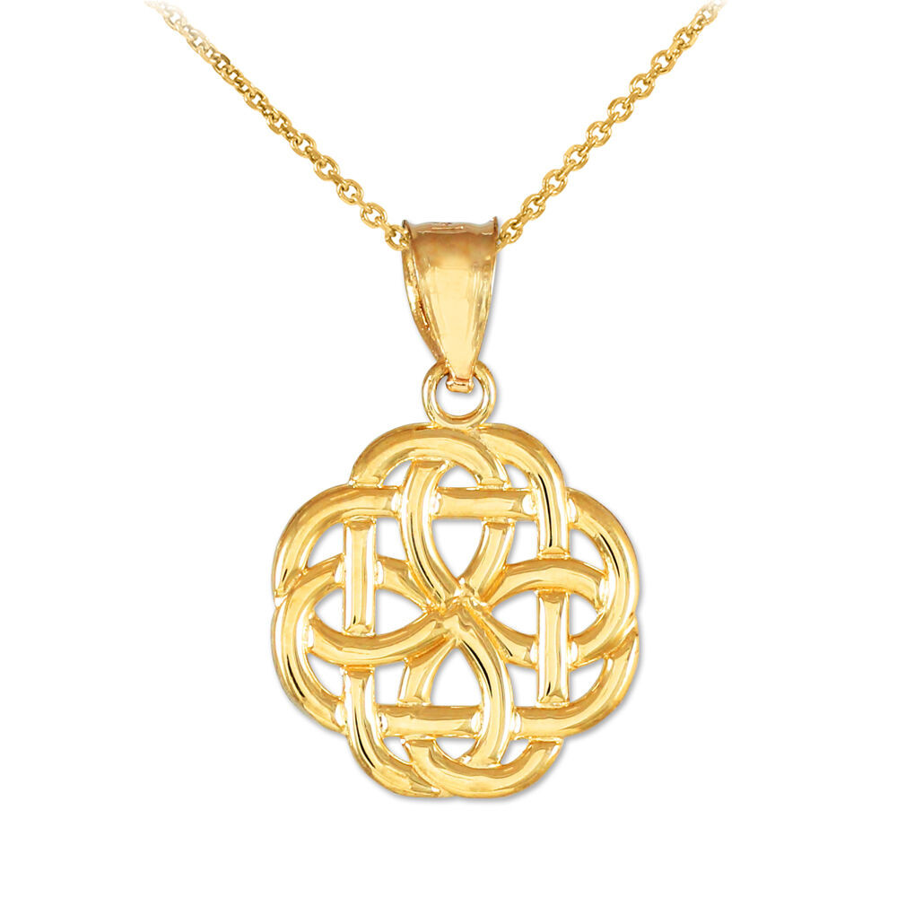 Trinity Knot Necklace
 10k High Polished Gold Trinity Knot Charm Pendant Necklace