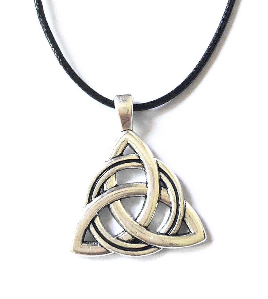 Trinity Knot Necklace
 Antique Silver Plated Celtic Irish Triquetra Trinity Knot