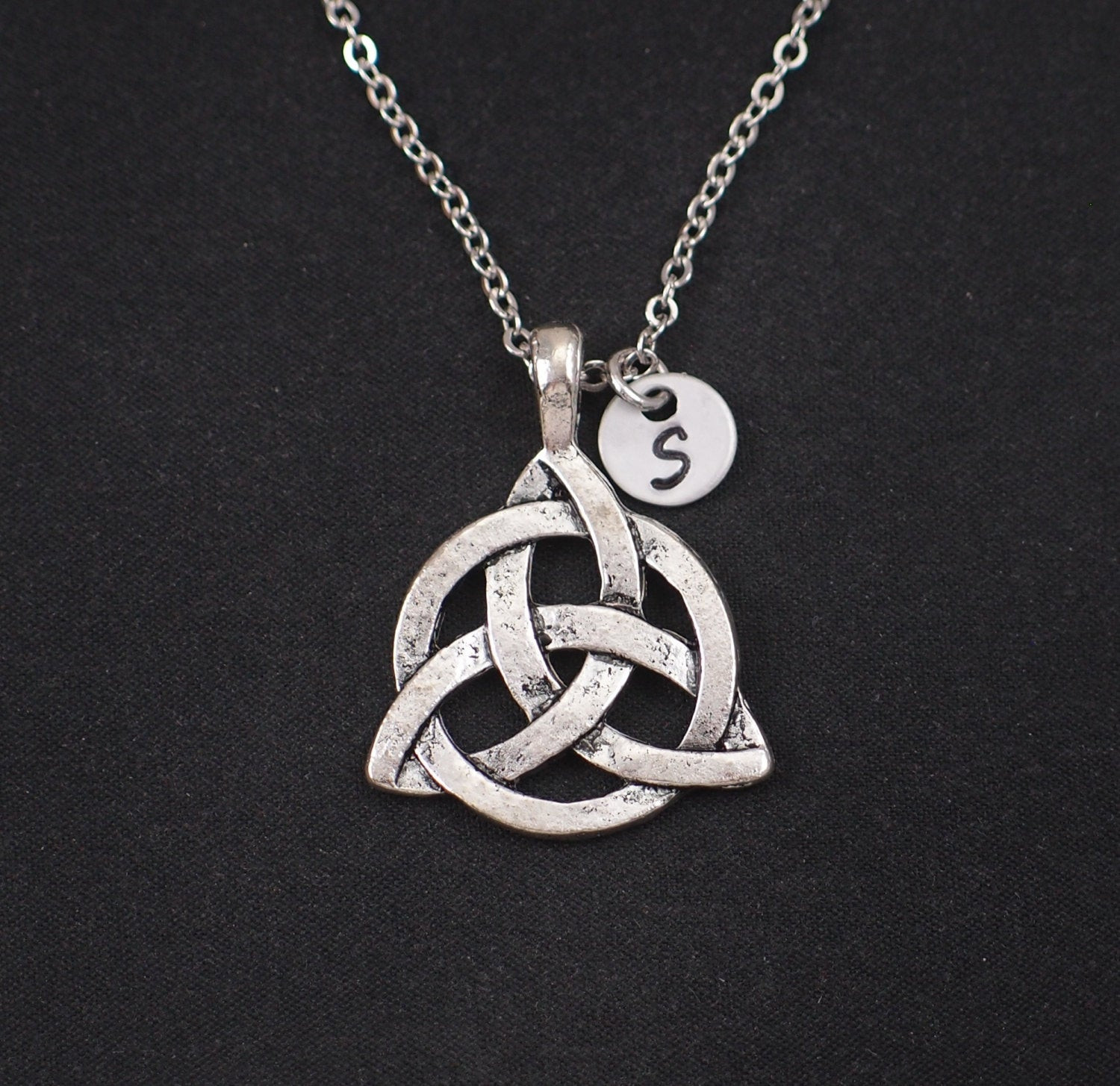 Trinity Knot Necklace
 large celtic trinity knot necklace sterling silver filled