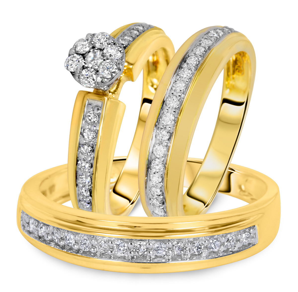 Trio Wedding Ring Sets
 3 4 Carat Diamond Trio Wedding Ring Set 14k Yellow Gold