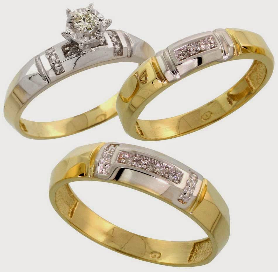 Trio Wedding Ring Sets
 Trio Diamond White & Gold Wedding Ring Sets Sale