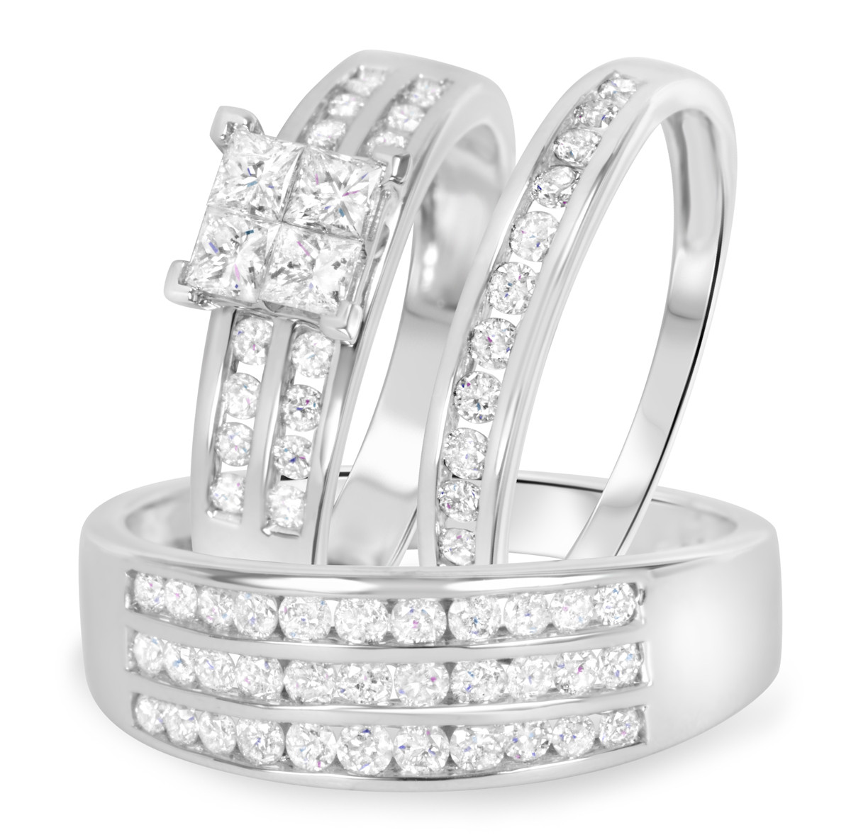 Trio Wedding Ring Sets
 1 2 3 Carat T W Diamond Trio Matching Wedding Ring Set
