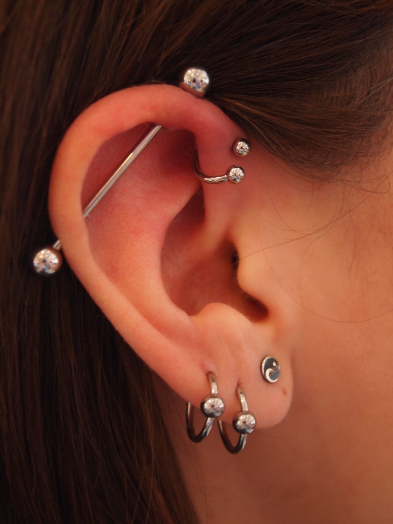 Triple Helix Earrings
 40 Examples of Triple Forward Helix Piercing