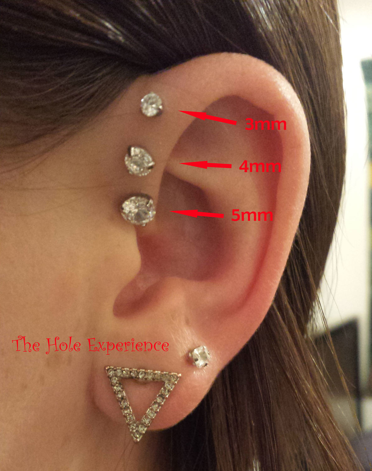 Triple Helix Earrings
 Forward Helix Earring Tragus Cartilage Earring 3 Prong Set