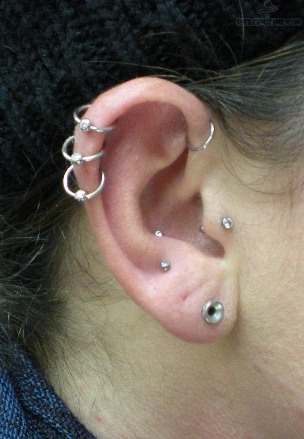 Triple Helix Earrings
 Triple cartilage piercing Pain Aftercare Jewelry